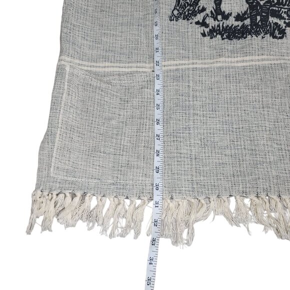 Handwoven Poncho With Zebra Print boho Style Fringe Hem Lightweight Cotton Blend - Picture 4 of 9